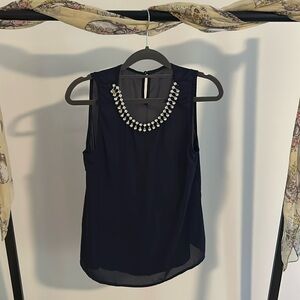 Women’s Sleeveless Blouse with Gemmed Neckline